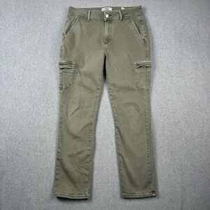Paige Pants Womens 28 Green Cargo Straight Leg Stretch Denim Pockets Utility